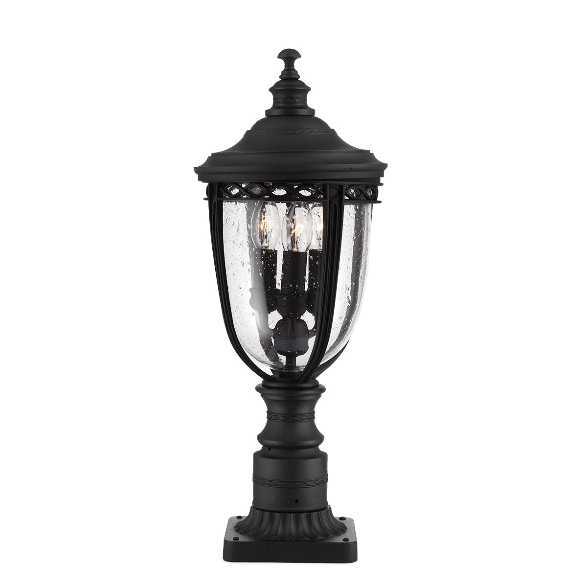 Feiss English Bridle Medium 3 Light Pedestal Lantern in Black