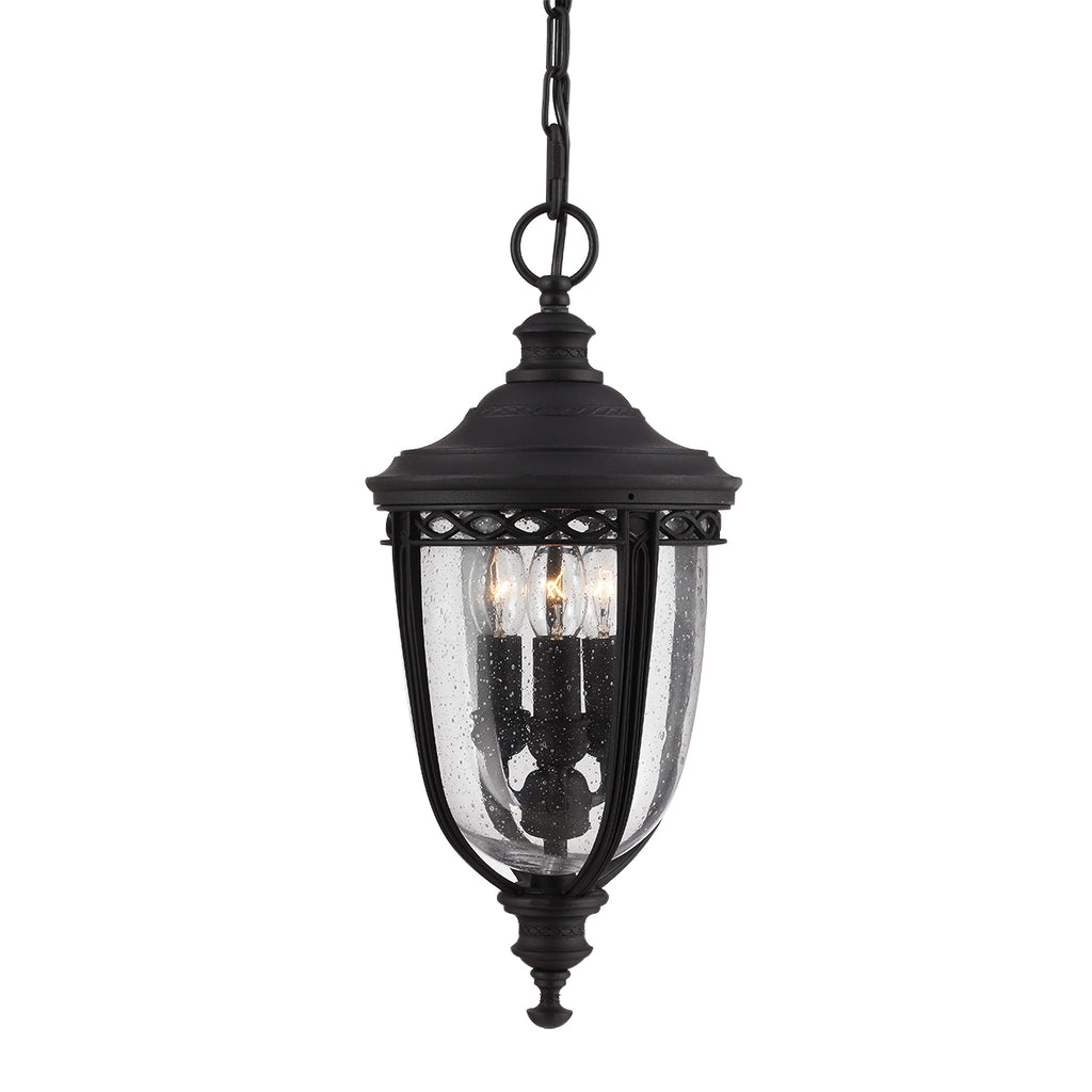 Feiss English Bridle Medium 3 Light Chain Outdoor Lantern in Black