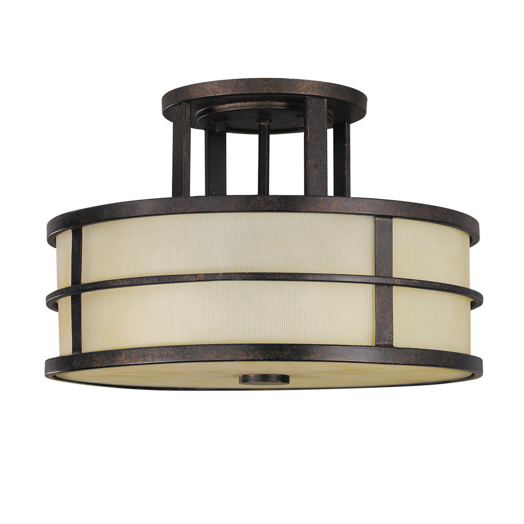 Feiss Fusion 3 Light Semi Flush Ceiling Light in Grecian Bronze