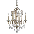 Feiss Gianna 4 Light Chandelier in Hand Painted Gilded Silver Finish with Crystal Decoration
