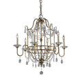 Feiss Gianna 6 Light Chandelier with Crystal in Hand Painted Gilded Silver Finish