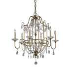 Feiss Gianna 6 Light Chandelier with Crystal in Hand Painted Gilded Silver Finish
