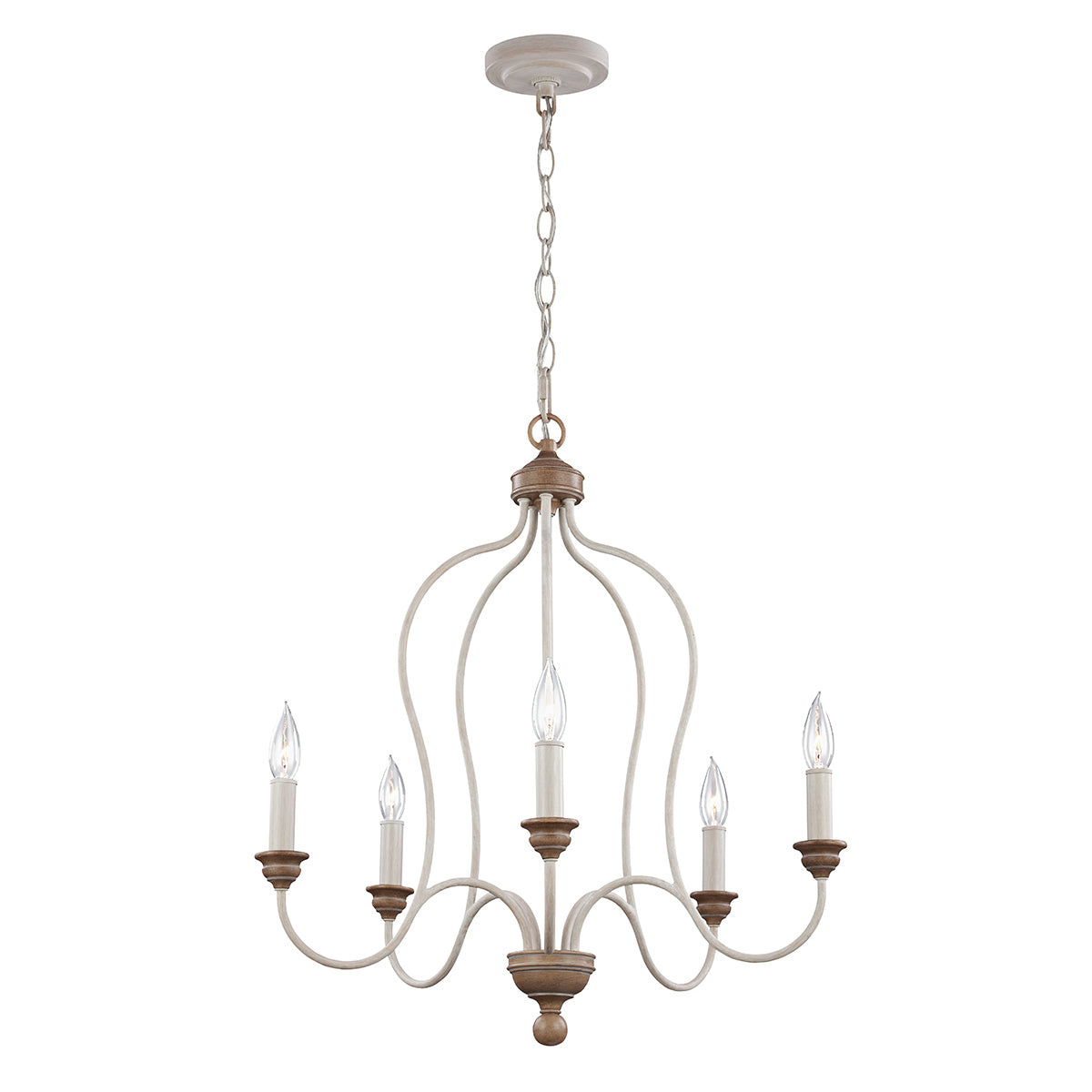 Feiss Hartsville 5 Light Chandelier in Chalk Washed Beachwood