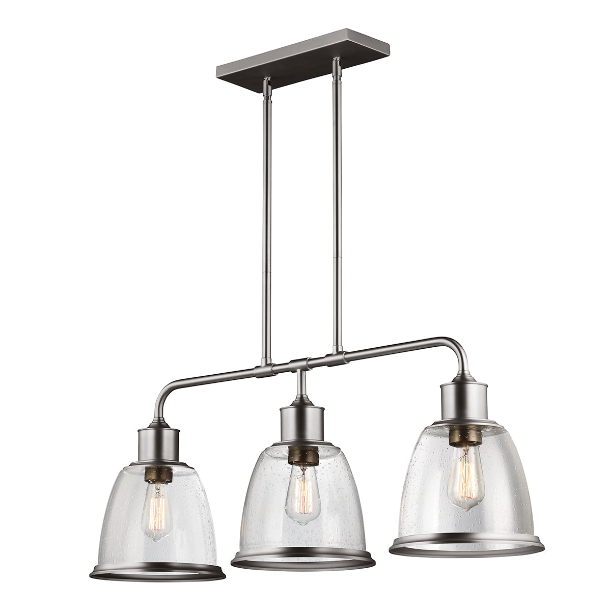 Feiss Hobson 3 Light Pendant Light in Satin Nickel