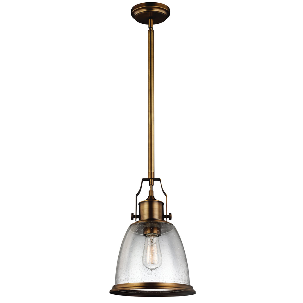Feiss Hobson Medium 1 Light Pendant Light in Aged Brass