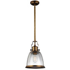 Feiss Hobson Medium 1 Light Pendant Light in Aged Brass