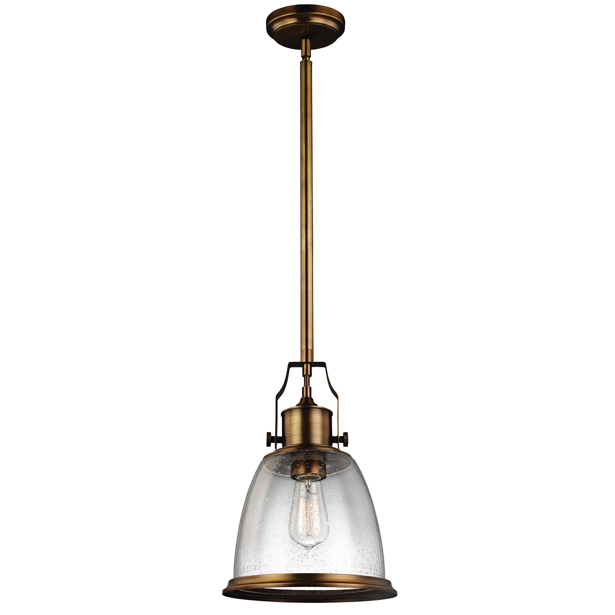 Feiss Hobson Medium 1 Light Pendant Light in Aged Brass