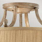 Feiss Abbey 3 Light Semi Flush Ceiling Light in Silver Sand with Gold Shade