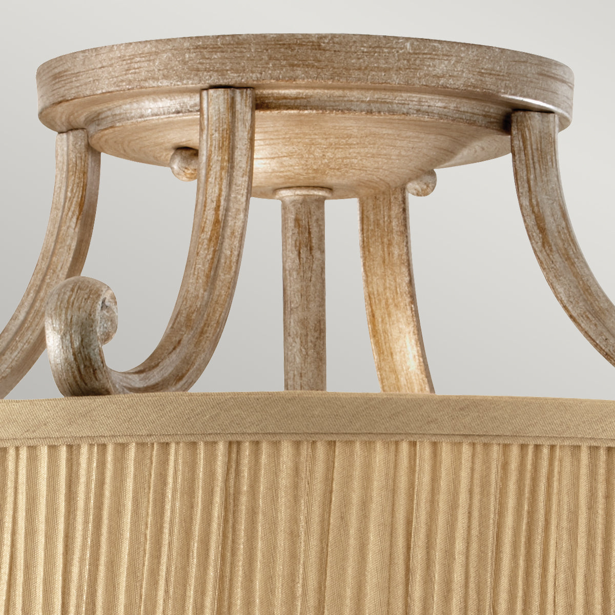 Feiss Abbey 3 Light Semi Flush Ceiling Light in Silver Sand with Gold Shade
