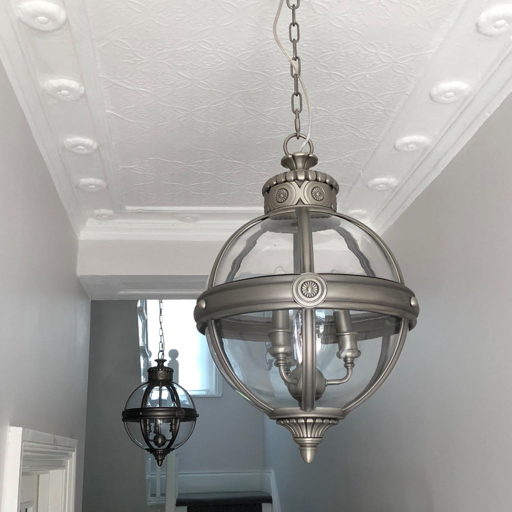 Feiss Adams 3 Light Globe Pendant Light in Antique Nickel