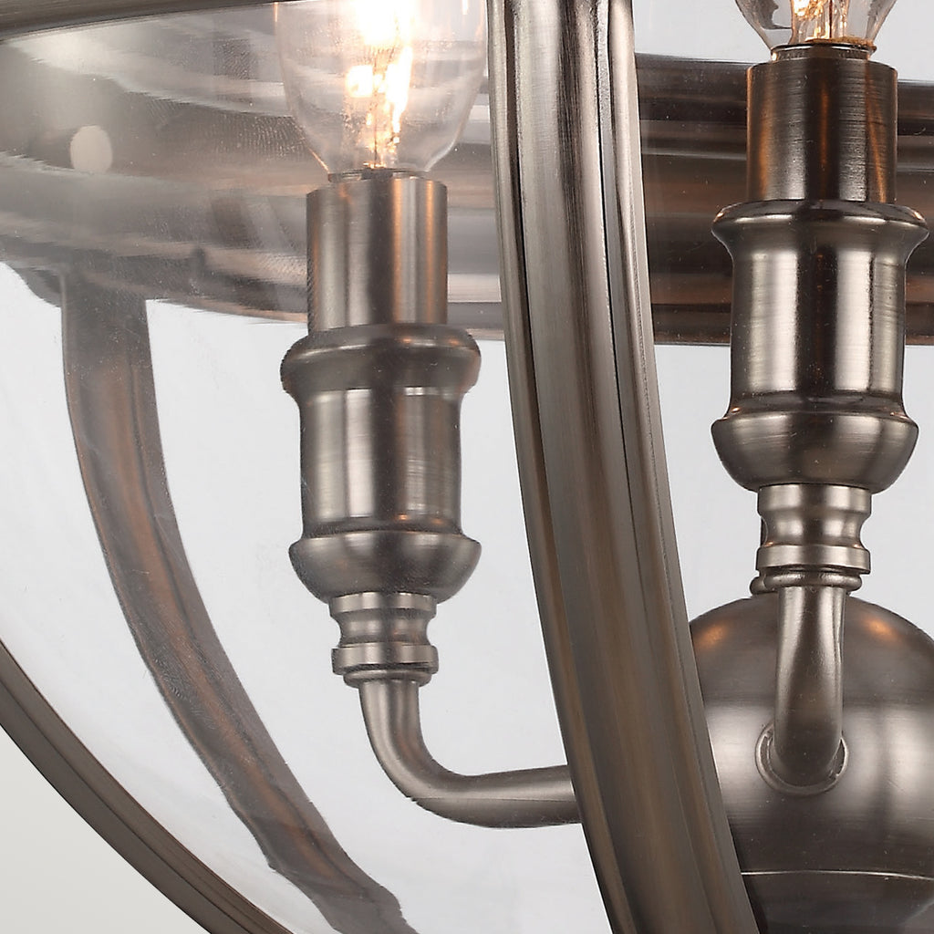 Feiss Adams 3 Light Globe Pendant Light in Antique Nickel