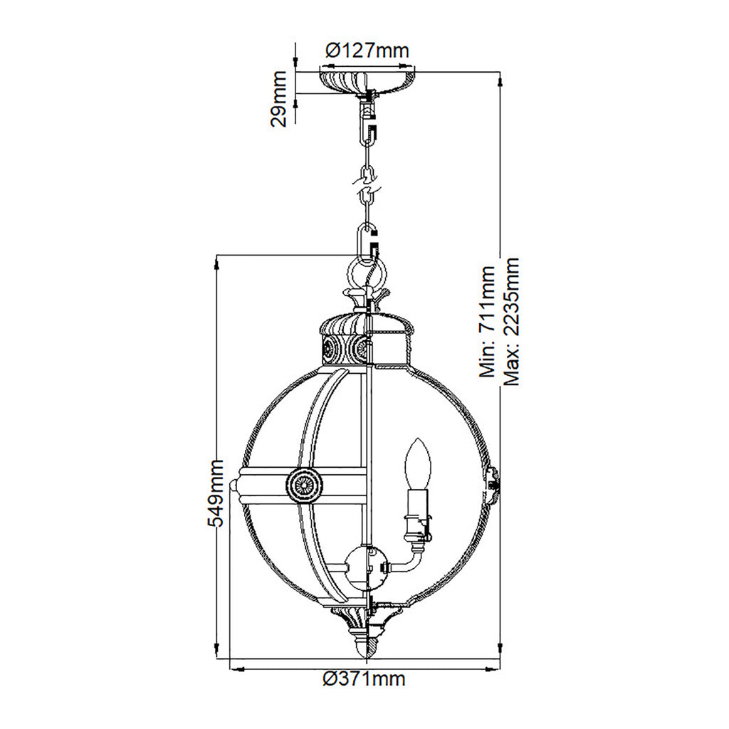 Feiss Adams 3 Light Globe Pendant Light in Antique Nickel