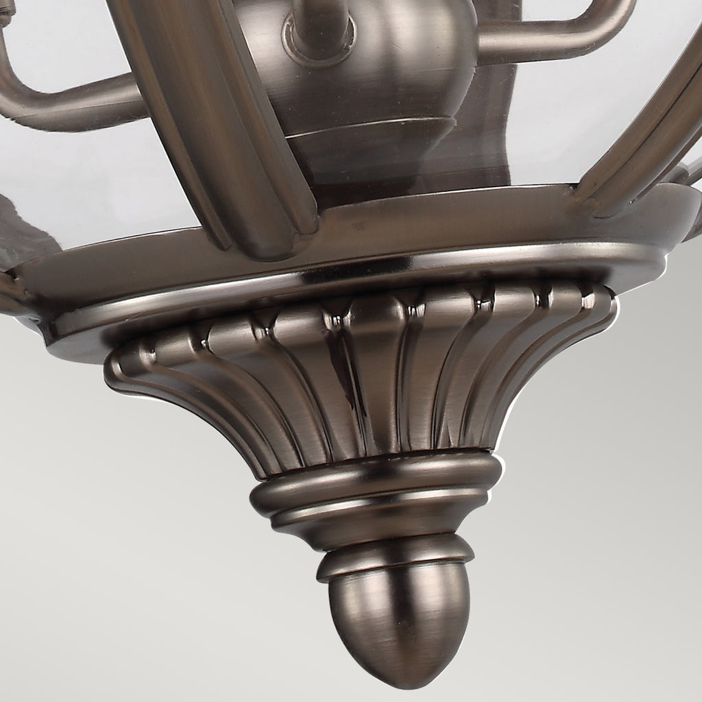 Feiss Adams 3 Light Globe Pendant Light in Antique Nickel