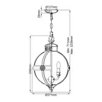 Feiss Adams 3 Light Globe Pendant Light in British Bronze