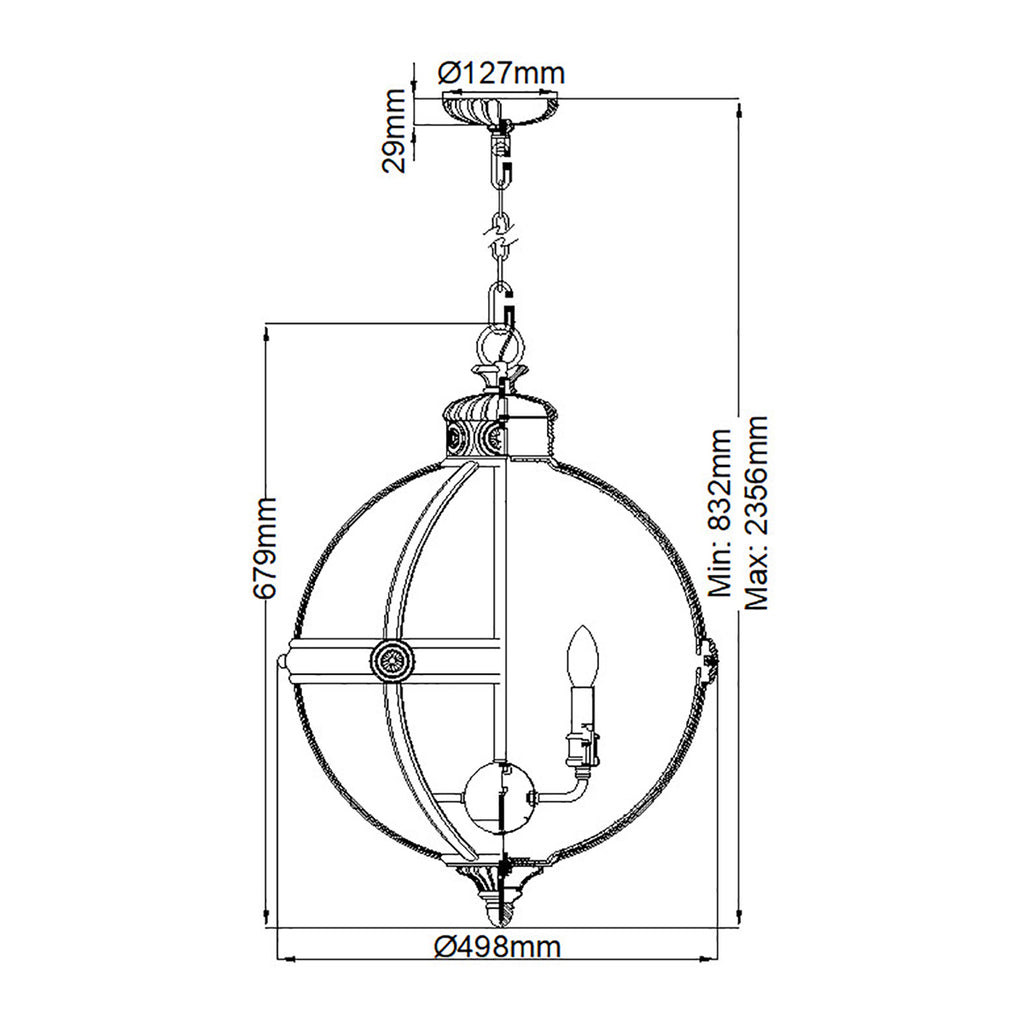Feiss Adams 4 Light Ceiling Globe Pendant in British Bronze