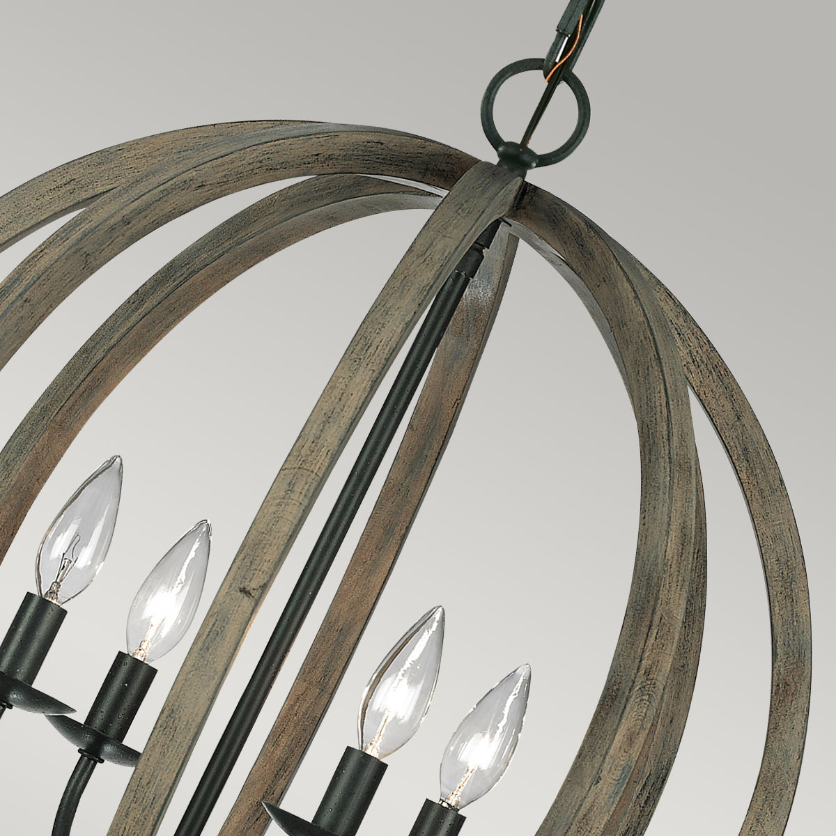 Feiss Allier 4 Light Pendant Light in Aged Oak