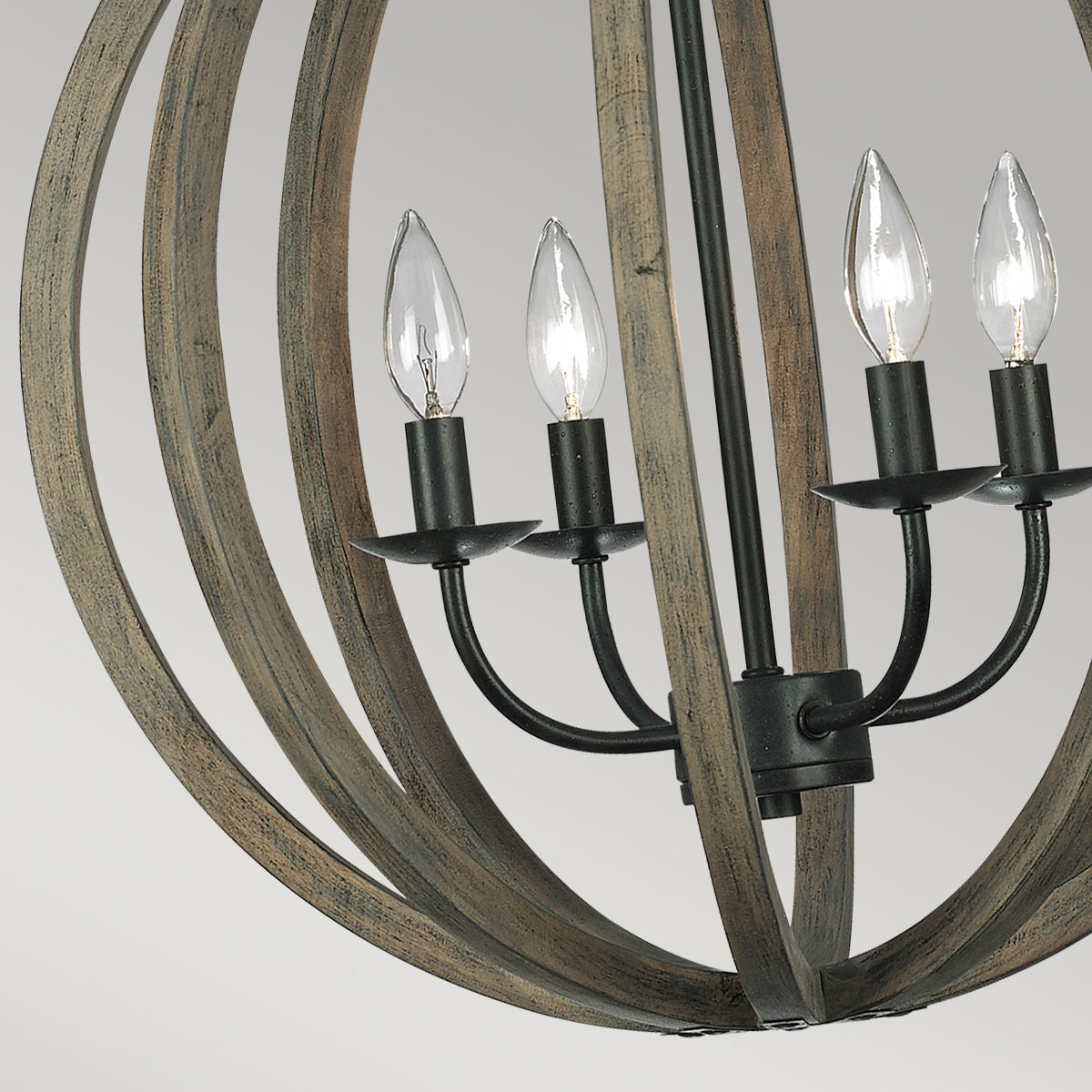 Feiss Allier 4 Light Pendant Light in Aged Oak