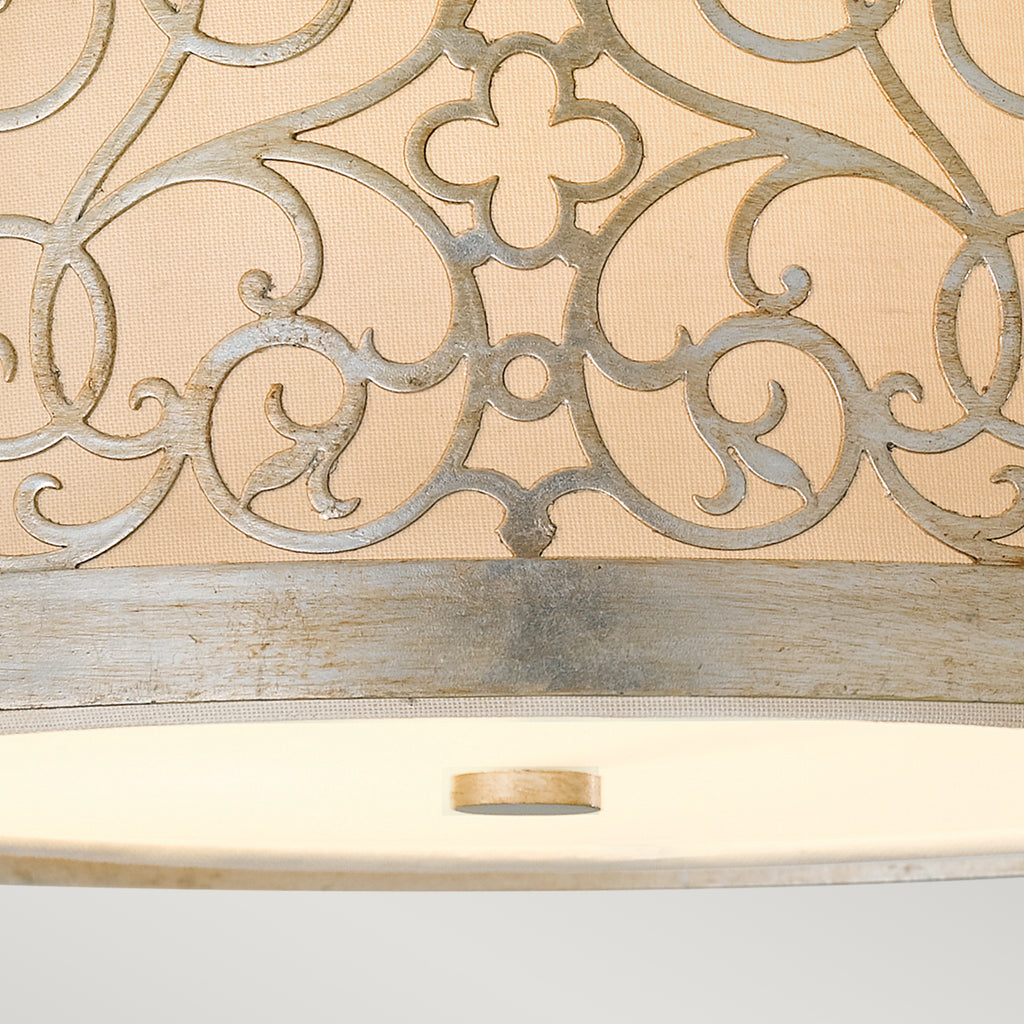 Feiss Arabesque Flush Ceiling Light in Silver Leaf Patina