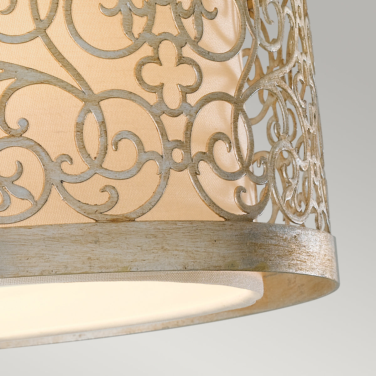 Feiss Arabesque Flush Ceiling Light in Silver Leaf Patina