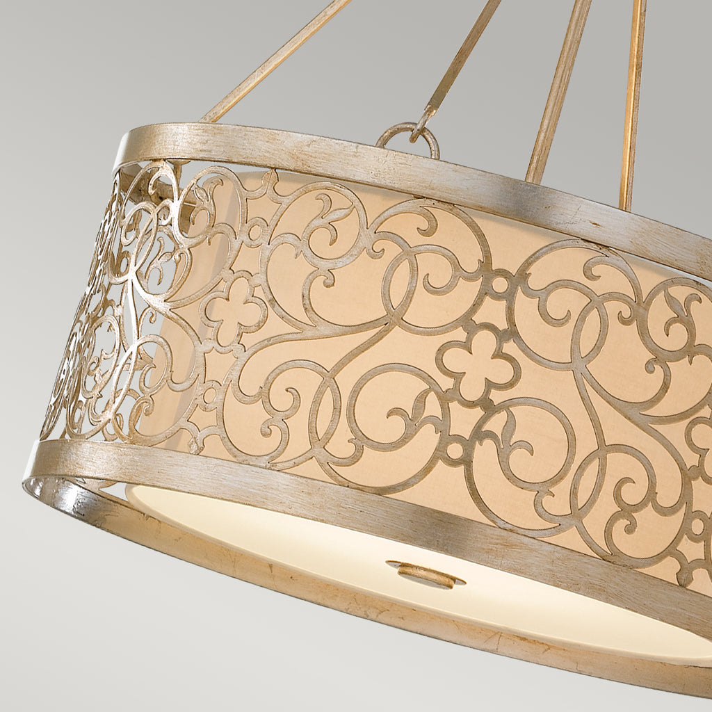 Feiss Arabesque Pendant Light in Silver Leaf Patina