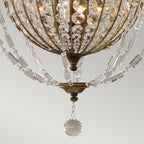 Feiss Bellini 3 Light Chandelier with Quartz Crystal in Antique Bronze
