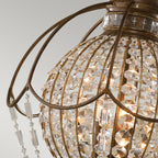 Feiss Bellini 3 Light Chandelier with Quartz Crystal in Antique Bronze