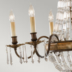 Feiss Bellini 6 Light Chandelier in Antique Bronze with Quartz Crystal