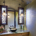 Feiss Bellini Mini Pendant Light in Antique Bronze with Quartz Crystal