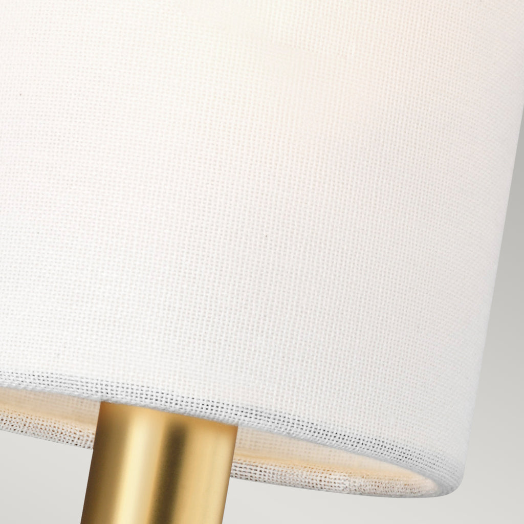 Feiss Brianna 2 Light Wall Light in Burnished Brass with White Linen Shades