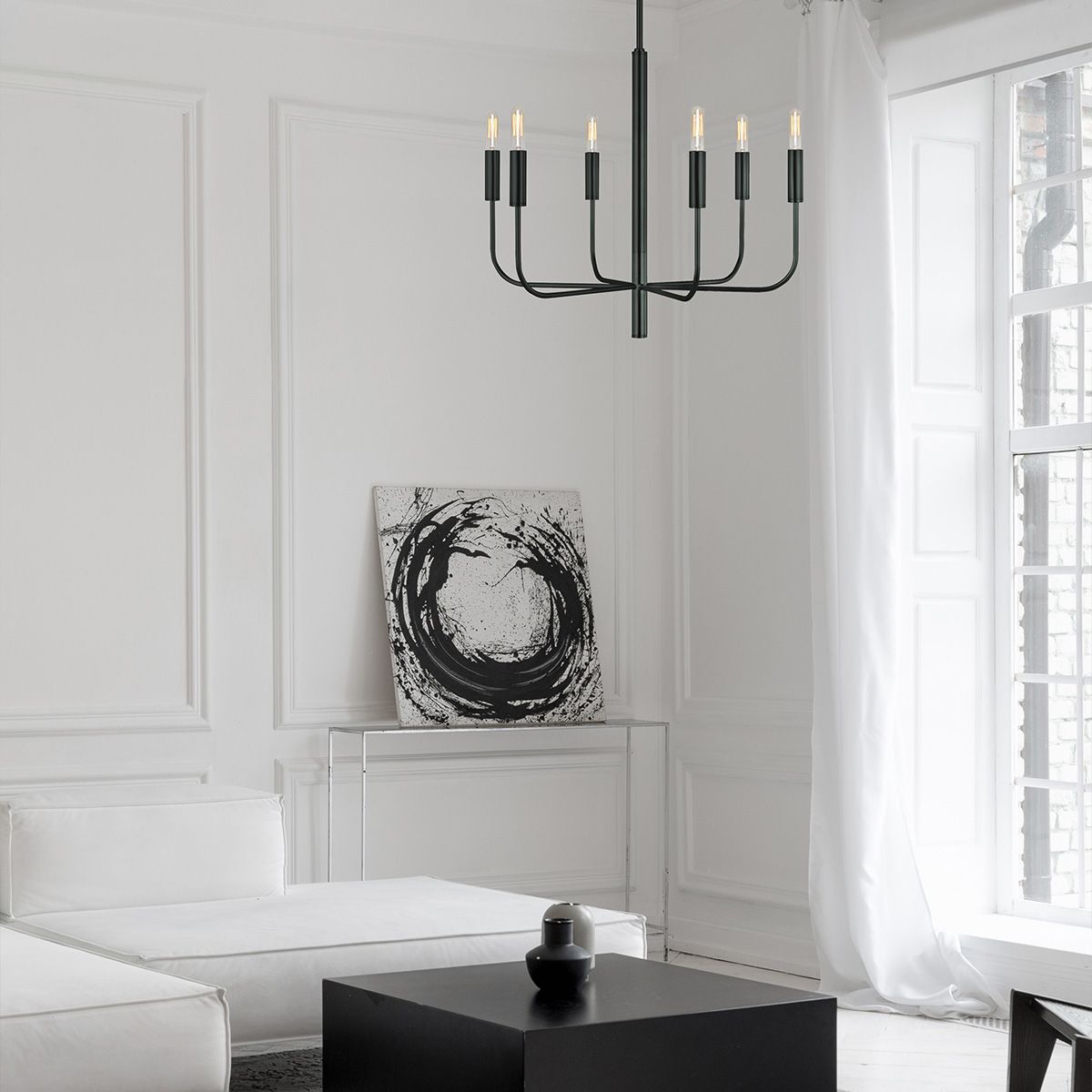 Feiss Brianna 6 Light Chandelier in Black