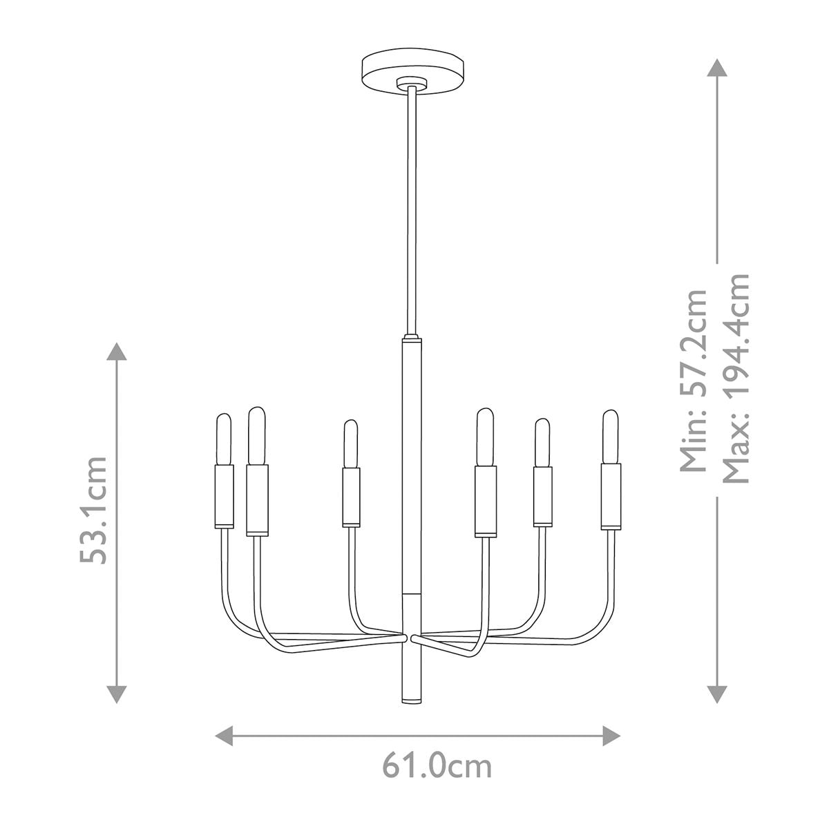 Feiss Brianna 6 Light Chandelier in Black