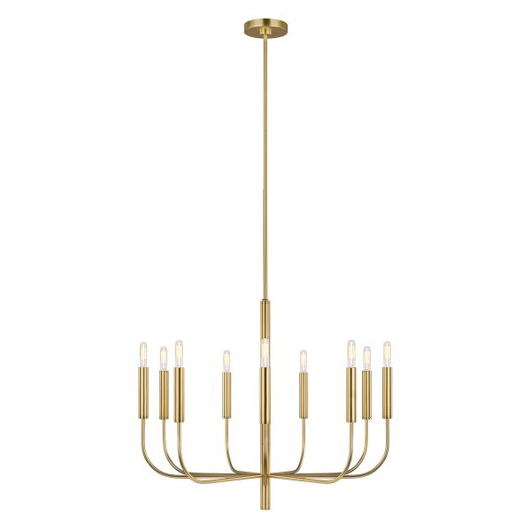Feiss Brianna 9 Light Chandelier in Burnished Brass