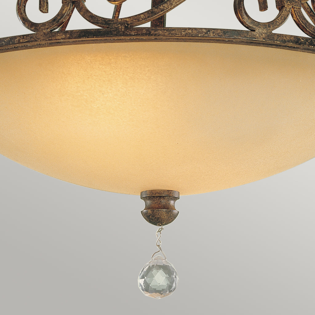 Feiss Chateau 2 Light Semi Flush Ceiling Light in Mocha Bronze