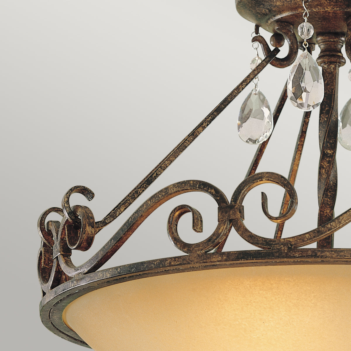 Feiss Chateau 2 Light Semi Flush Ceiling Light in Mocha Bronze