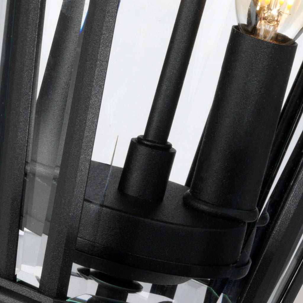 Feiss Cotswold Lane 2 Light Medium Pedestal Lantern in Black Die-Cast Aluminium