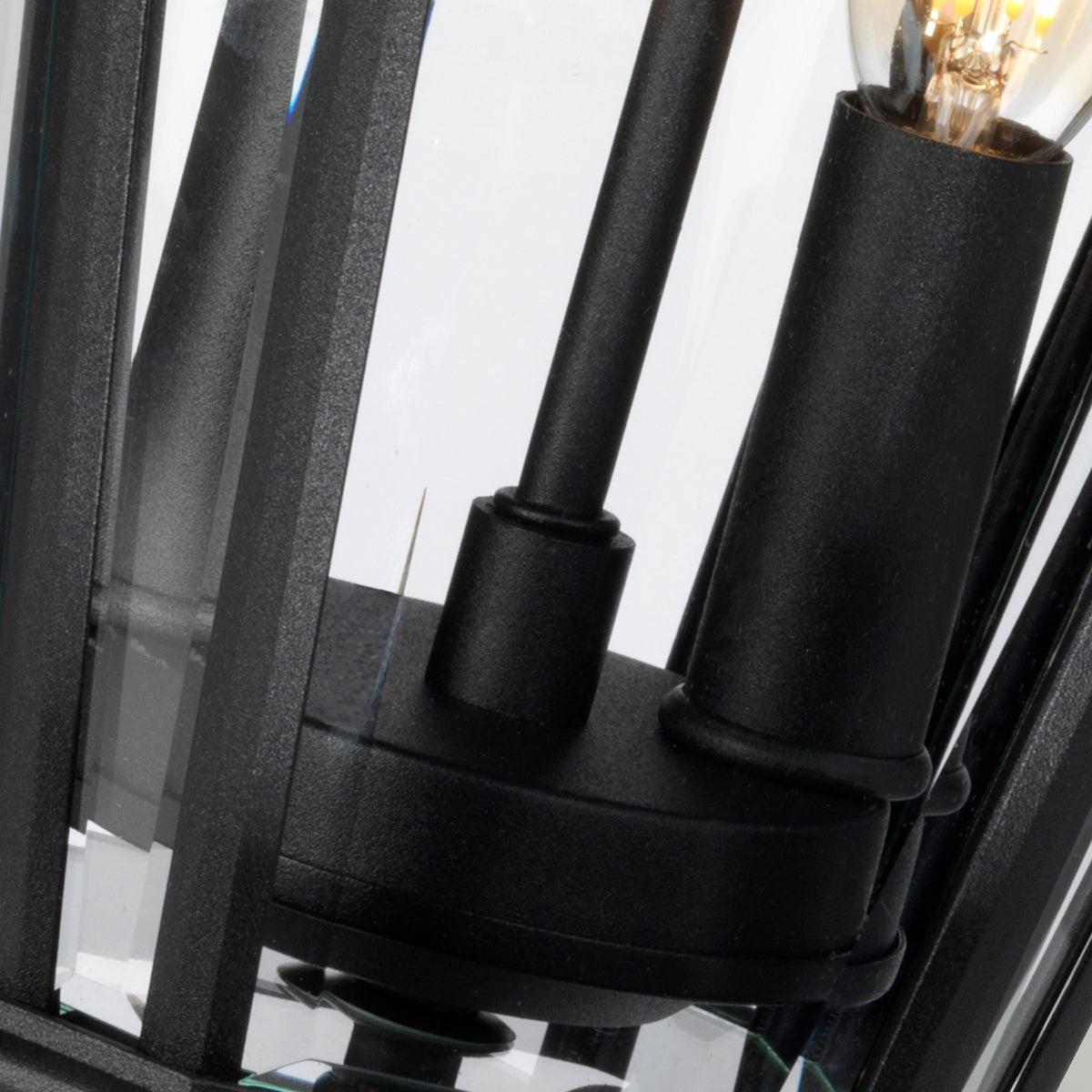 Feiss Cotswold Lane 2 Light Medium Pedestal Lantern in Black Die-Cast Aluminium