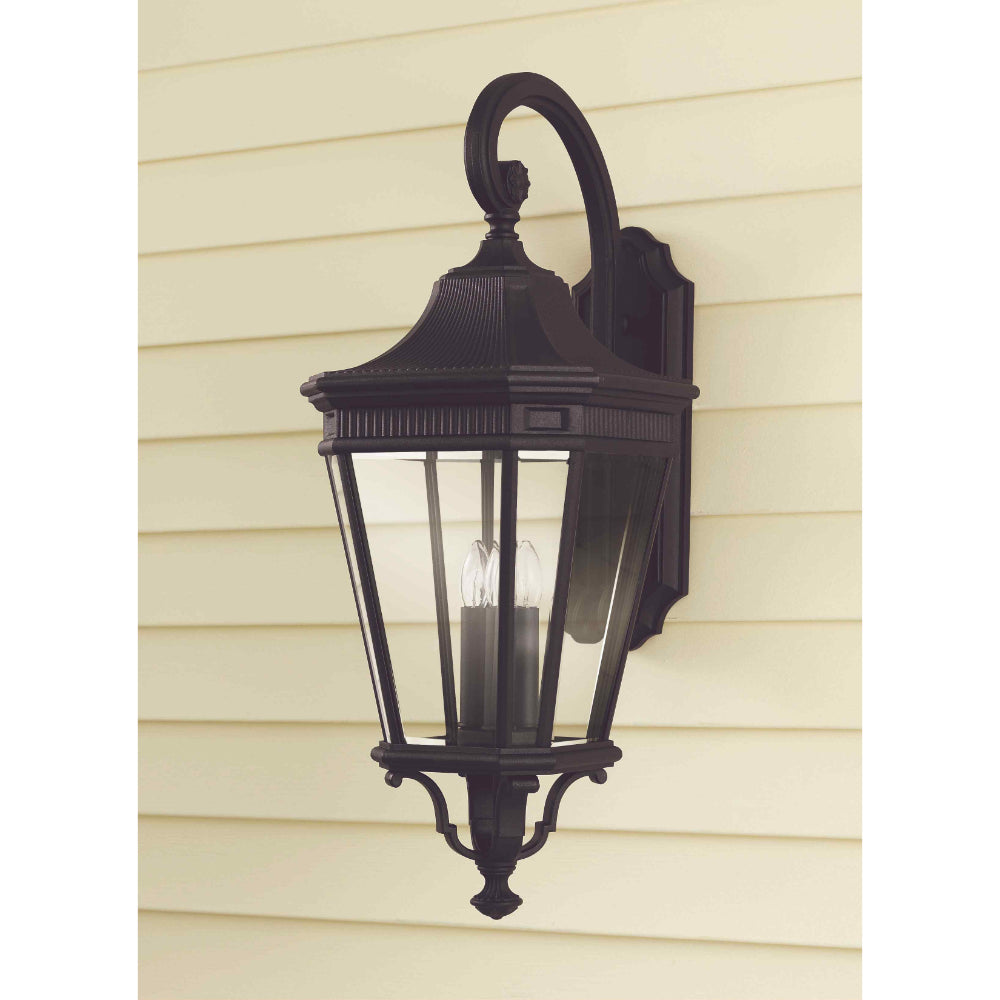 Feiss Cotswold Lane Large Outdoor Wall Lantern in Black Die-Cast Aluminium