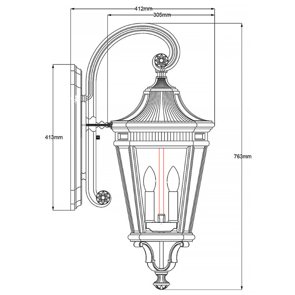 Feiss Cotswold Lane Large Outdoor Wall Lantern in Black Die-Cast Aluminium