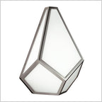 Feiss Diamond 1 Light Wall Light in Polished Nickel with Opaque Glass