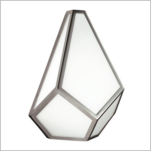 Feiss Diamond 1 Light Wall Light in Polished Nickel with Opaque Glass
