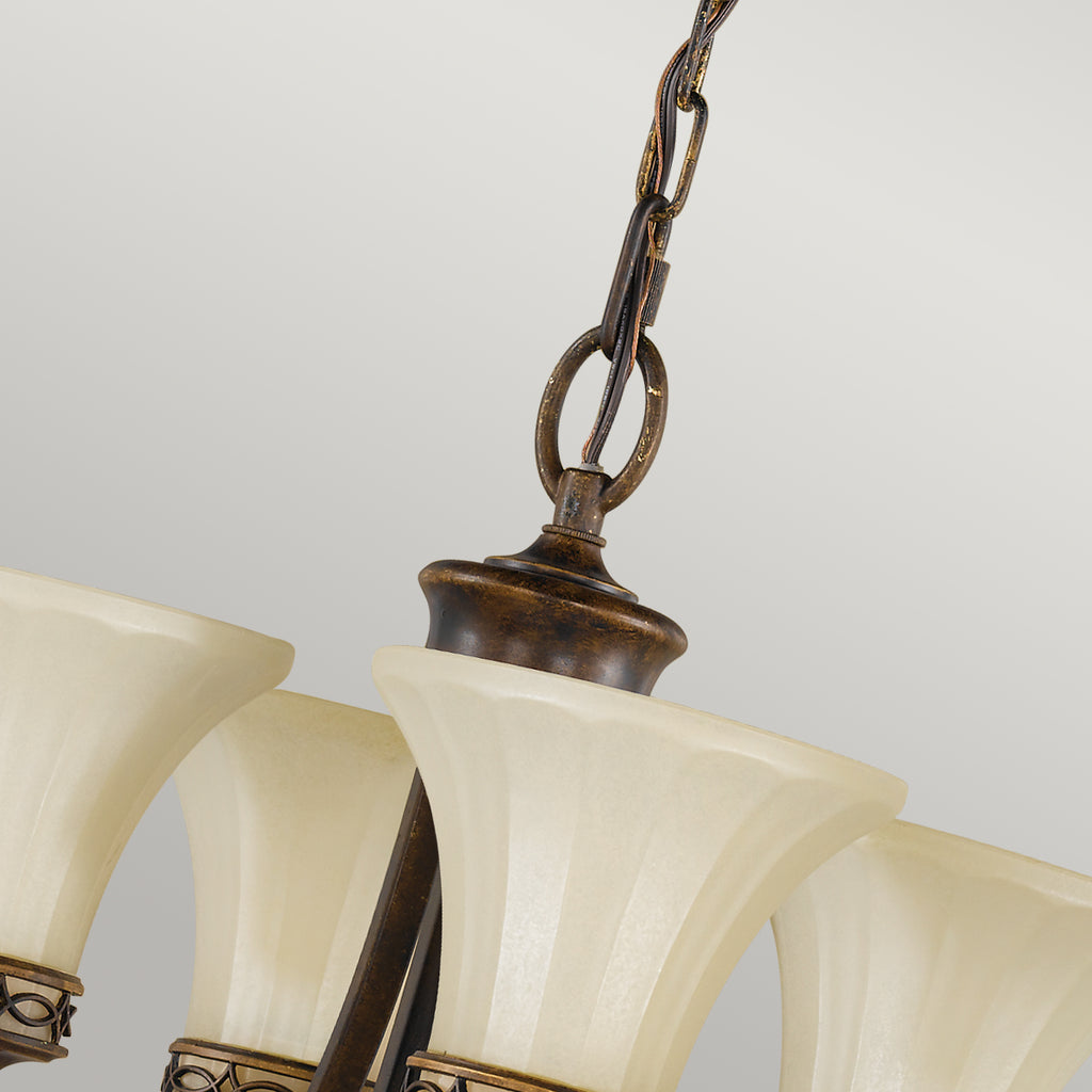 Feiss Drawing Room 4 Light Pendant Light in Walnut Finish