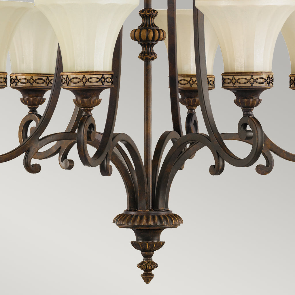 Feiss Drawing Room 6 Light Pendant Light in Walnut
