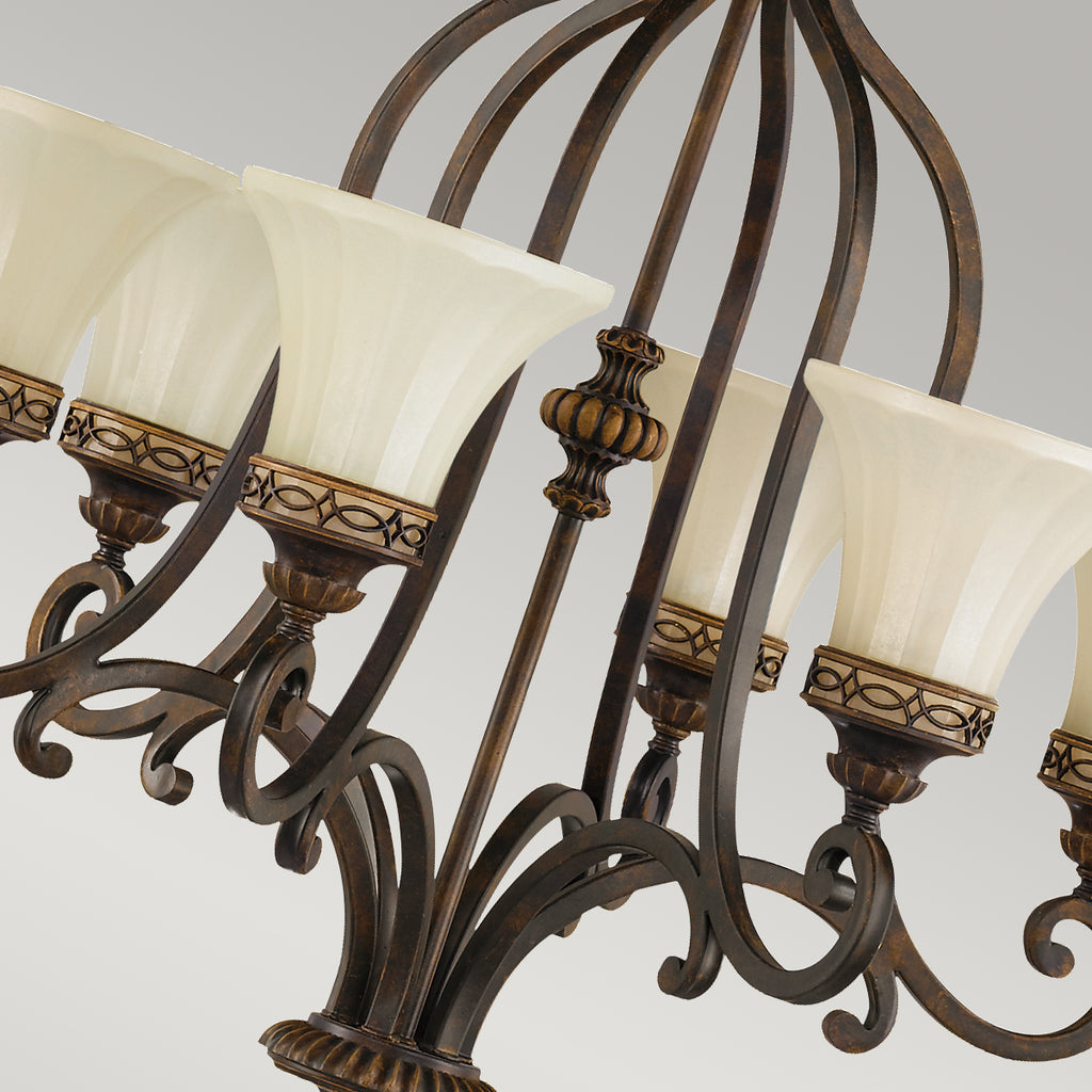 Feiss Drawing Room 6 Light Pendant Light in Walnut