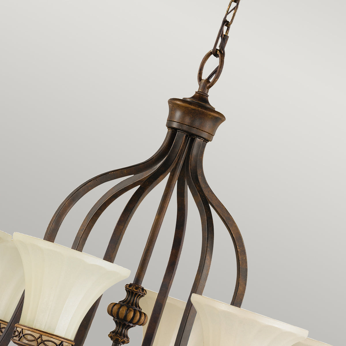 Feiss Drawing Room 6 Light Pendant Light in Walnut