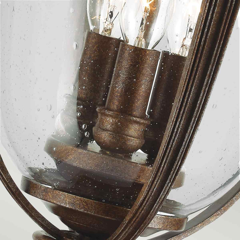 Feiss English Bridle Large 3 Light Outdoor Pedestal in British Bronze