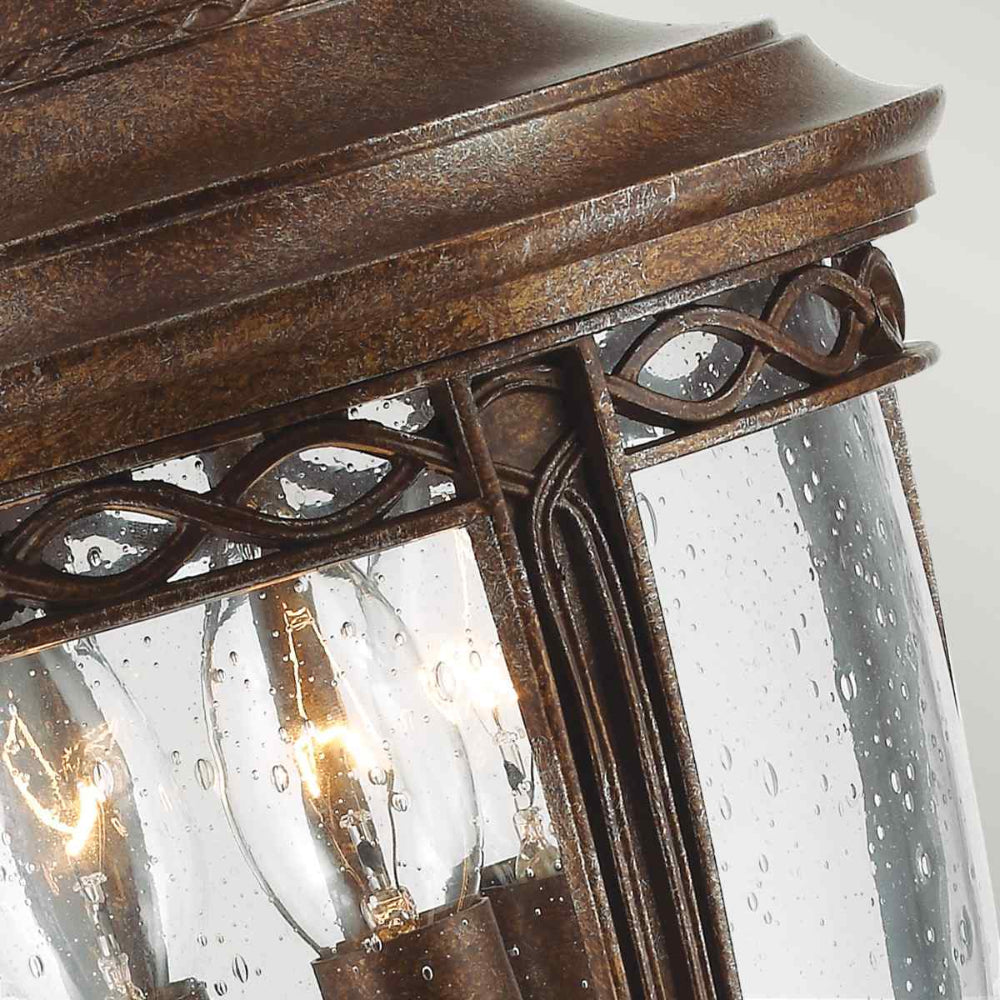 Feiss English Bridle Medium 3 Light Outdoor Pedestal in British Bronze