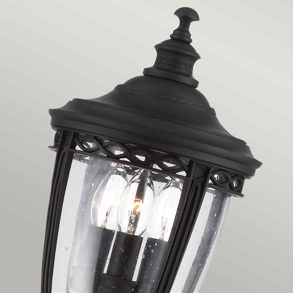 Feiss English Bridle Medium 3 Light Outdoor Pillar Lantern in Black