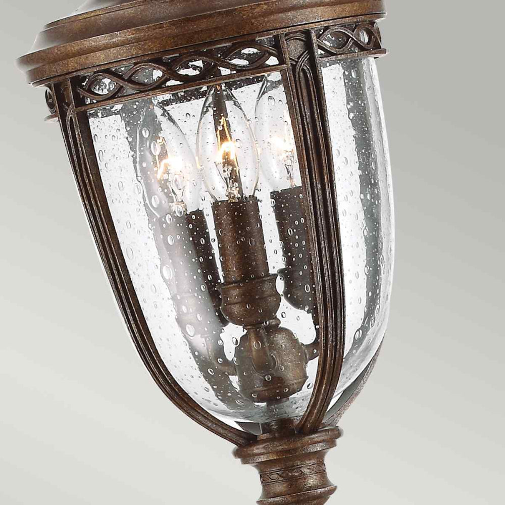 Feiss English Bridle Medium 3 Light Outdoor Pillar Lantern in British Bronze