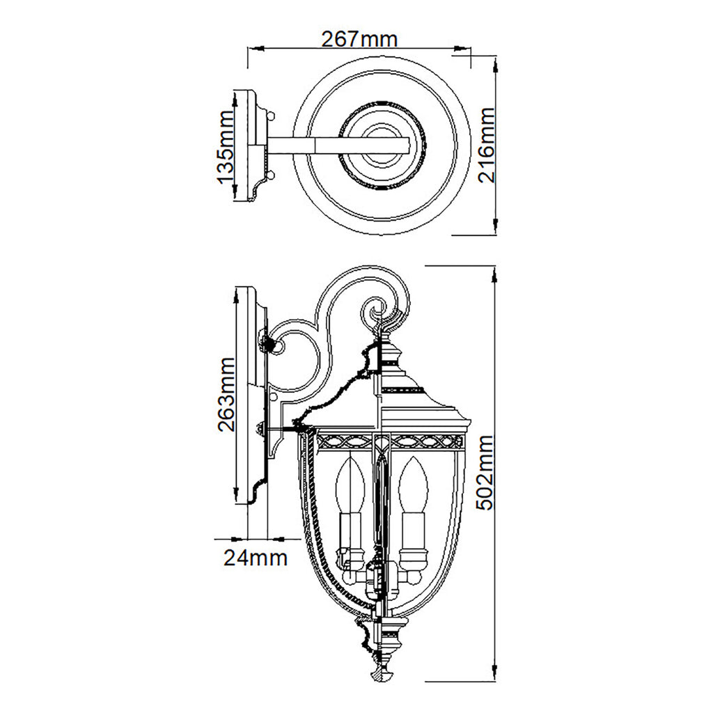 Feiss English Bridle Medium 3 Light Outdoor Wall Lantern in British Bronze