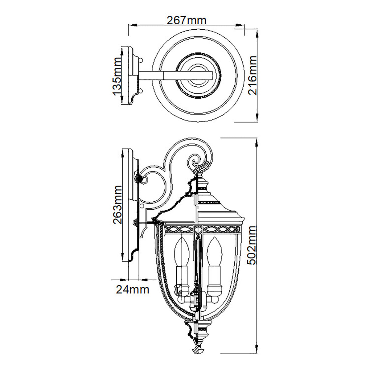 Feiss English Bridle Medium 3 Light Outdoor Wall Lantern in British Bronze